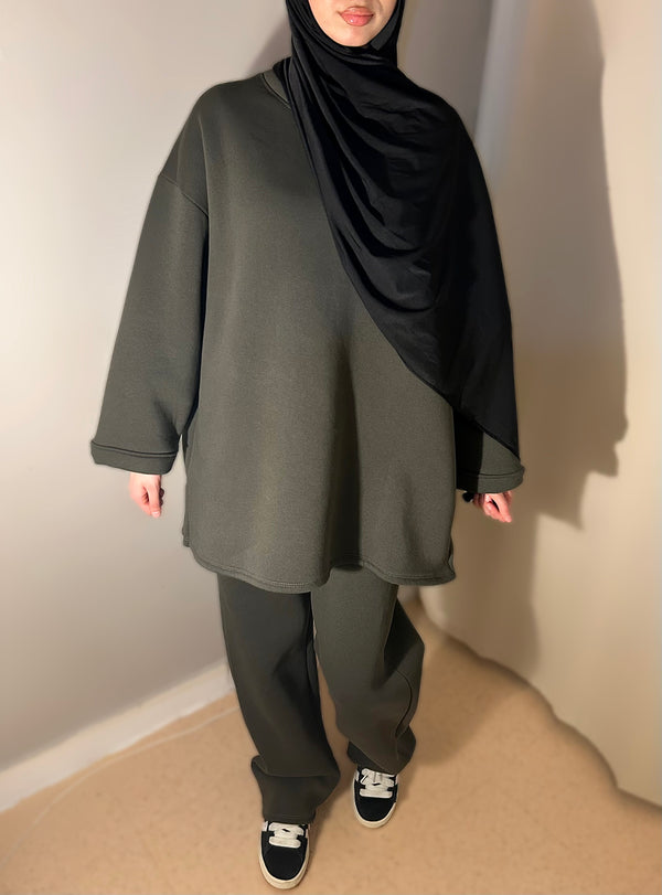 Ensemble molletonné kaki
