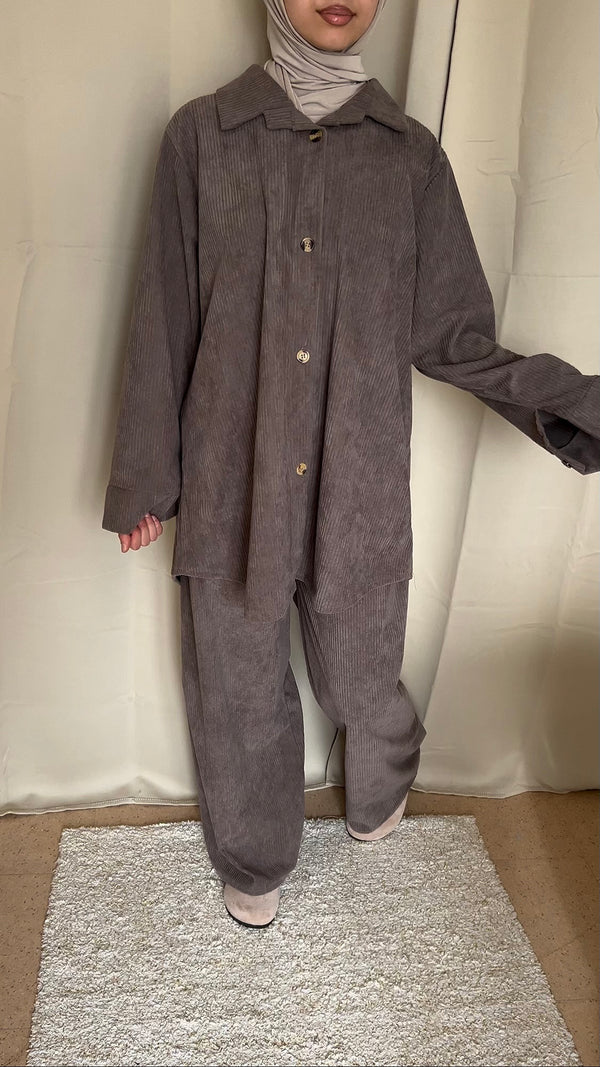 Ensemble en velours taupe