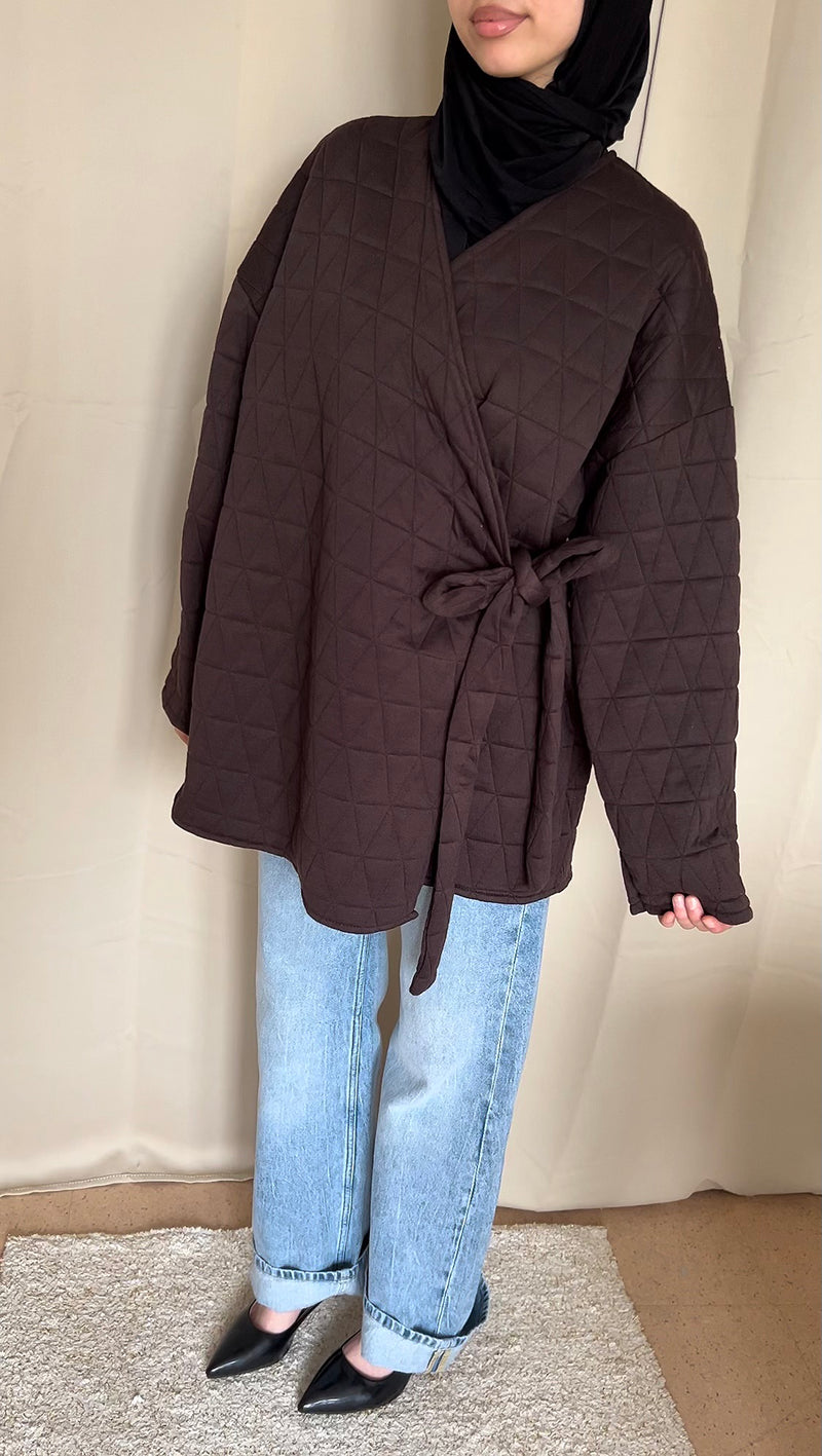Veste matelassée marron à nouer