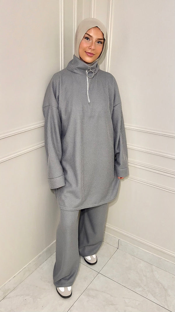 ENSEMBLE À ZIP • GRIS CLAIR