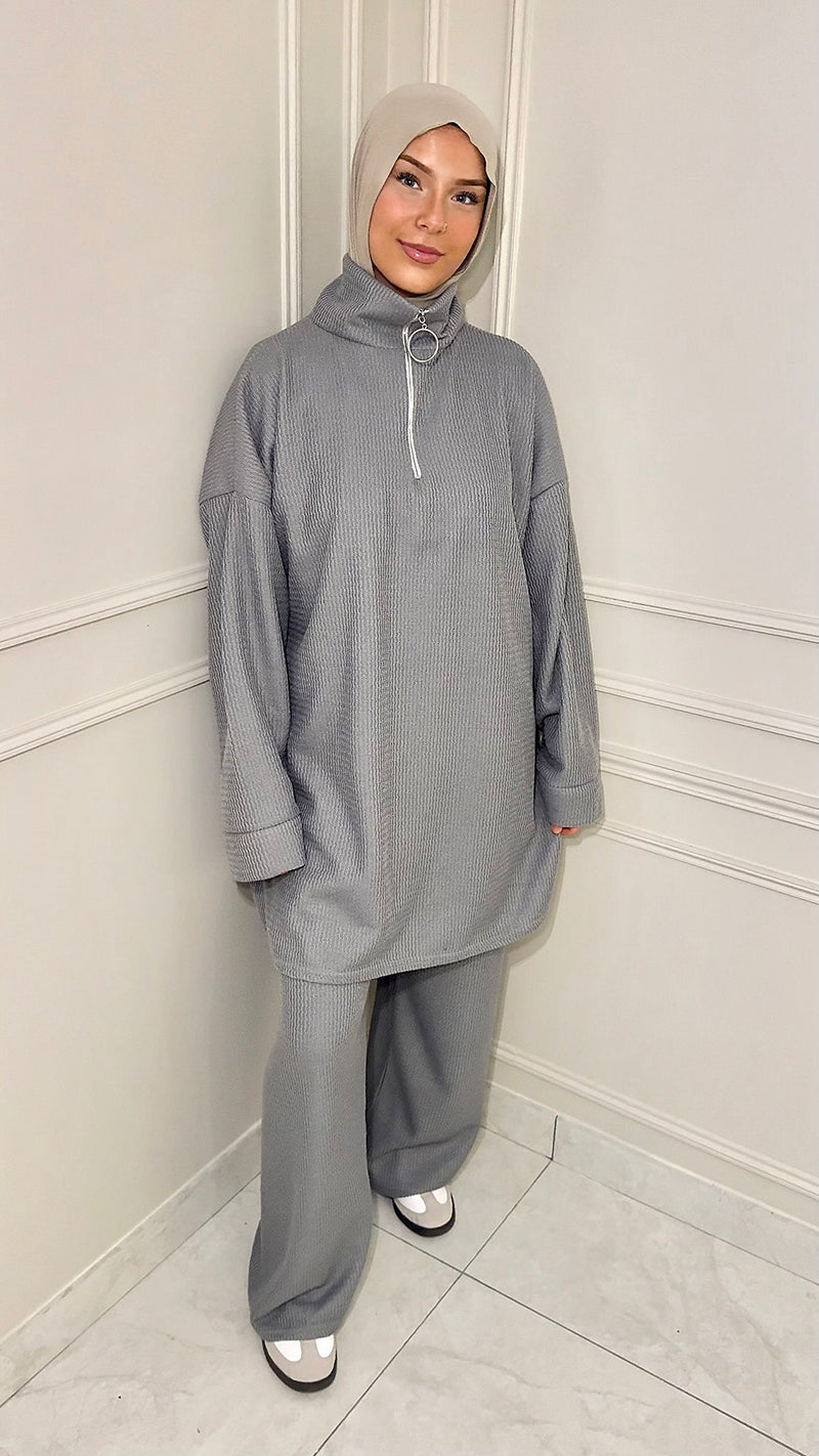 ENSEMBLE À ZIP • GRIS CLAIR